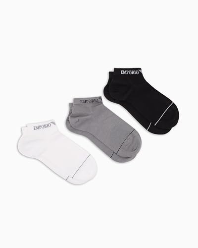 Emporio Armani Lot de 3 paires de chaussettes avec logo pour homme Noir S/M, Noir, S