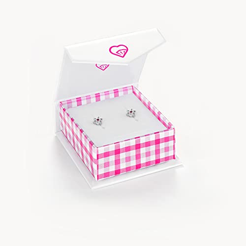 925 Sterling Silver 5Mm Cz Clear With Fuschia Flower Screw Back Toddler Earrings Hot Pink Adorable Flower Earrings For Baby & Young Girl With Safety Lock Best Gift For Birthdays #TOP4