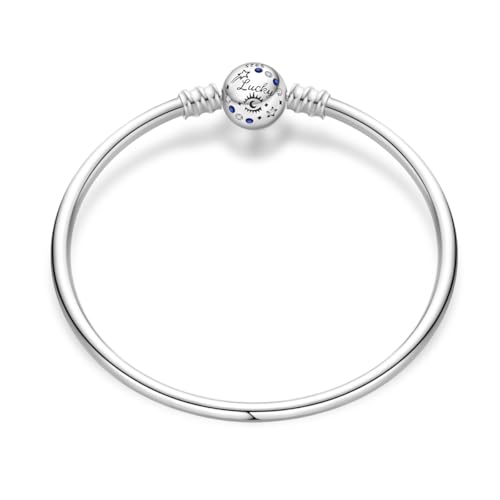 Image of 925 Sterling Silver Snake Chain Bracelets Fit Pandora Charms,Heart Clasp Bracelets Perfect For Any Glamour Gift for Women with 5 A Cubic Zirconia