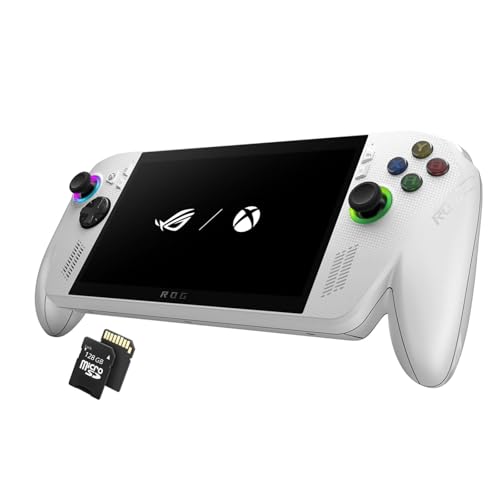 ASUS ROG Ally 7” FHD 120Hz Gaming Handheld, AMD Ryzen Z2 A Processor, 16GB LPDDR5 RAM, 512GB PCIe SSD, Windows 11 Portable Gaming Console, Touchscreen, 128GB MicroSD Card, White