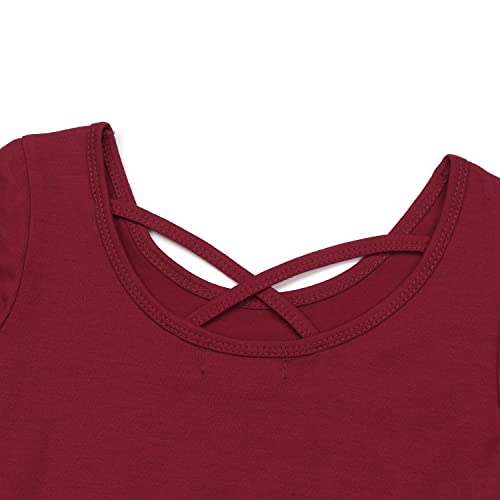 JESKIDS Mommy and Me Matching Short Sleeve Dress Criss Cross A-Line Twirl Skater Dress4