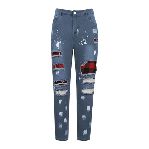 Jeans for Men Slim Fit Vintage Ripped Holes Pants Teen Boys Fashion Hip Hop Streetwear Frayed Denim Trousers Stretch4