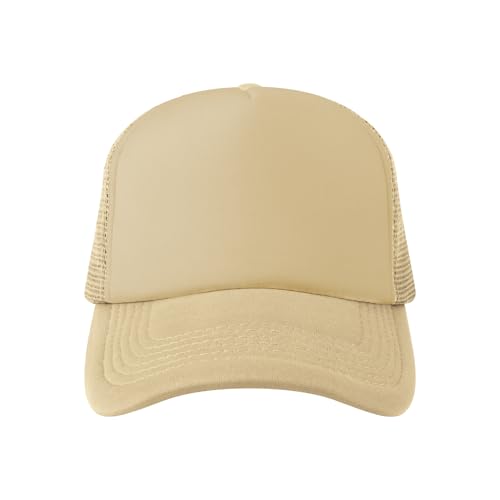 Image of TopTie Blank 5 Panel Trucker Hat Foam Front Mesh Back 2 Tone Trucker Snapback Hat