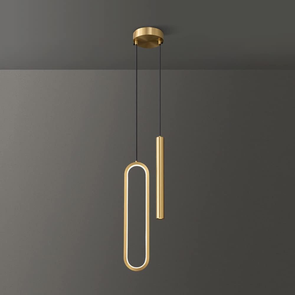 SXECAEPS Modern creative chandelier Home LED Dimmable Interior Brass Pendant Light, Bedroom Bedside Ceiling Hanging Lamp Modern Living Room Hallway Adjustable Suspended Light Fixture,