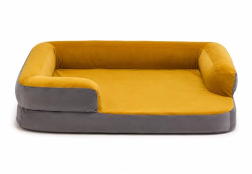 Image of Cutepups Orthopedic Dog Bed Comfortable Dog Mattress for Sleeping, Washable Cover and Non-Slip Bottom Pet Bed for Dogs (3XL Size Yellow and Grey)