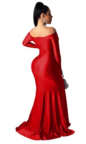 Image of Fooullaide Women Sexy Off Shoulder Elegant V Neck Wrap Formal Evening Gowns