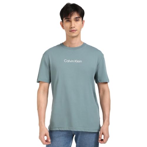 Calvin Klein T-shirt pour homme en coton premium col rond noir