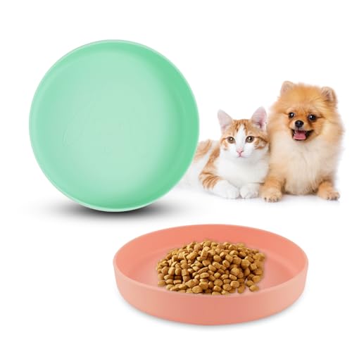 2 PCS Comederos de Silicona para Gatos, Comedero Gato, Plato para Gatos Poco Profundo Ancho Tazón, Cuencos Comida Seca y Húmeda para Gatos, Perros y Mascotas