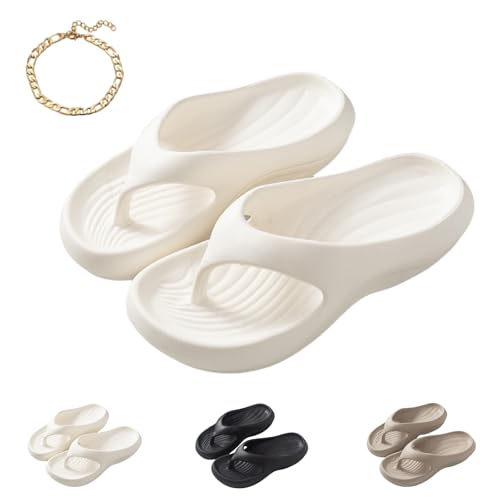 Pillow Arch Support Flip Flops, Non-slip Comfortable Lightweight Walking Sandals Orthopedic Beach Slippers for Women Men