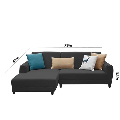Image of Kraven LHS 4 Seater L Shape Sofa Set for Living Room (Black Fabric) Premium Fabric Sofa
