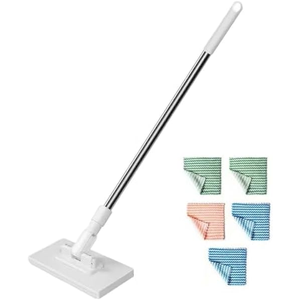 Mop do kurzu z 10 ściereczkami wielokrotnego użytku mini zamiatarka z uchwytem ze stali nierdzewnej płaskie magiczne zatrzaski przenośne mini mopy do domu ściany łazienki okien podłogi