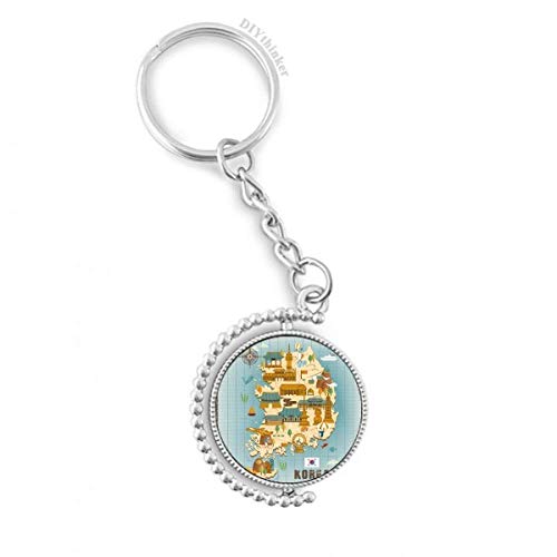 Llavero de Corea del Sur rotativo con anillo de cadena resistente