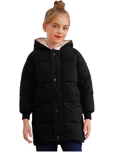 Hularka Kids Girls Winter Thicken Warm Hooded Coat Long Puffer Down Jacket Parka Waterproof Windbreaker Outerwear