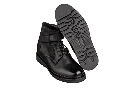 Image of CALTO Men's Invisible Height Increasing Elevator Shoes - Black Leather Lace-up Work-Style Casual Boots - 3.2 Inches Taller - K83114 - Size 6 D(M) US