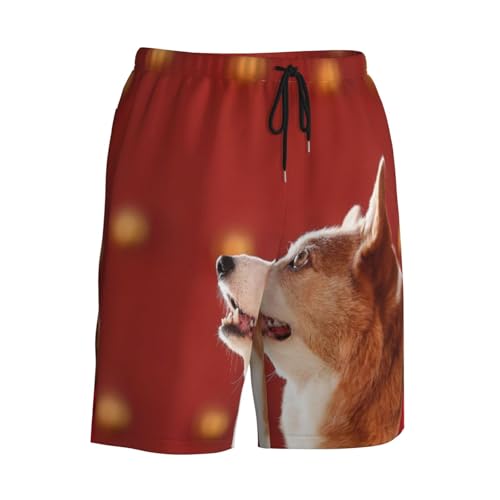 Men's Beach Shorts Dog Pet Animal Mens Swim Trunks Board Shorts with Pockets Swimwear Bathing Suits 6