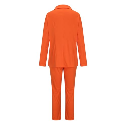 Women's Dressy Suit 2 Piece Business Outfits Long Sleeve Lapel Single Button Blazer and Pencil Pant with Belt Sets4