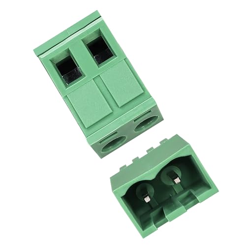 Image of TA-VIGOR 2 Pin 5.08mm Pitch PCB Screw Terminal Block Set, Male and Female Connector Blocks Electrical, 300V 15A, Green, 10 Sets
