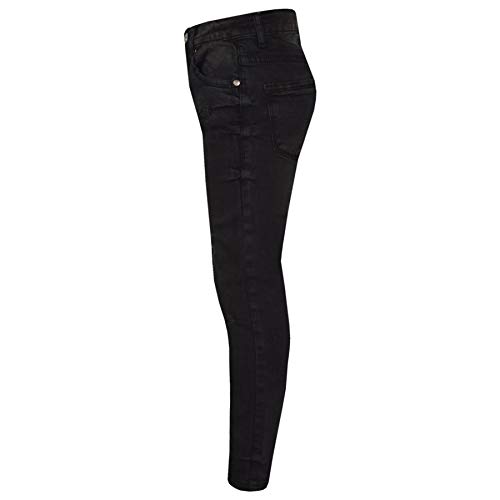 Girls Stretchy Jeans Kids Jet Black Denim Ripped Pants Frayed Trousers 5-13-14 Year3