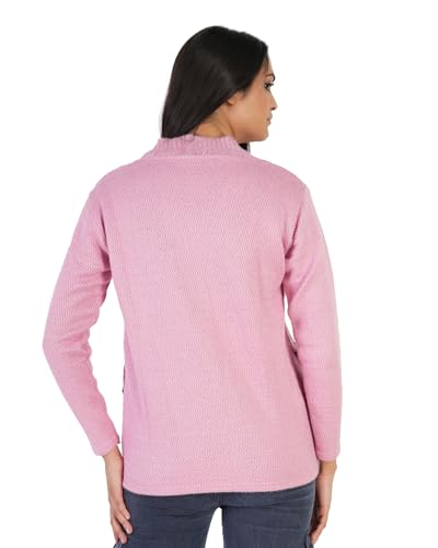 Image of MANRA Women's Woolen V-Neck Buttoned Full Sleeve Cardigan Self Design Soft Wool Fabric Winter Wear Pure Wool Sweater Fully Warm with Front Pockets Stylish Cardigan