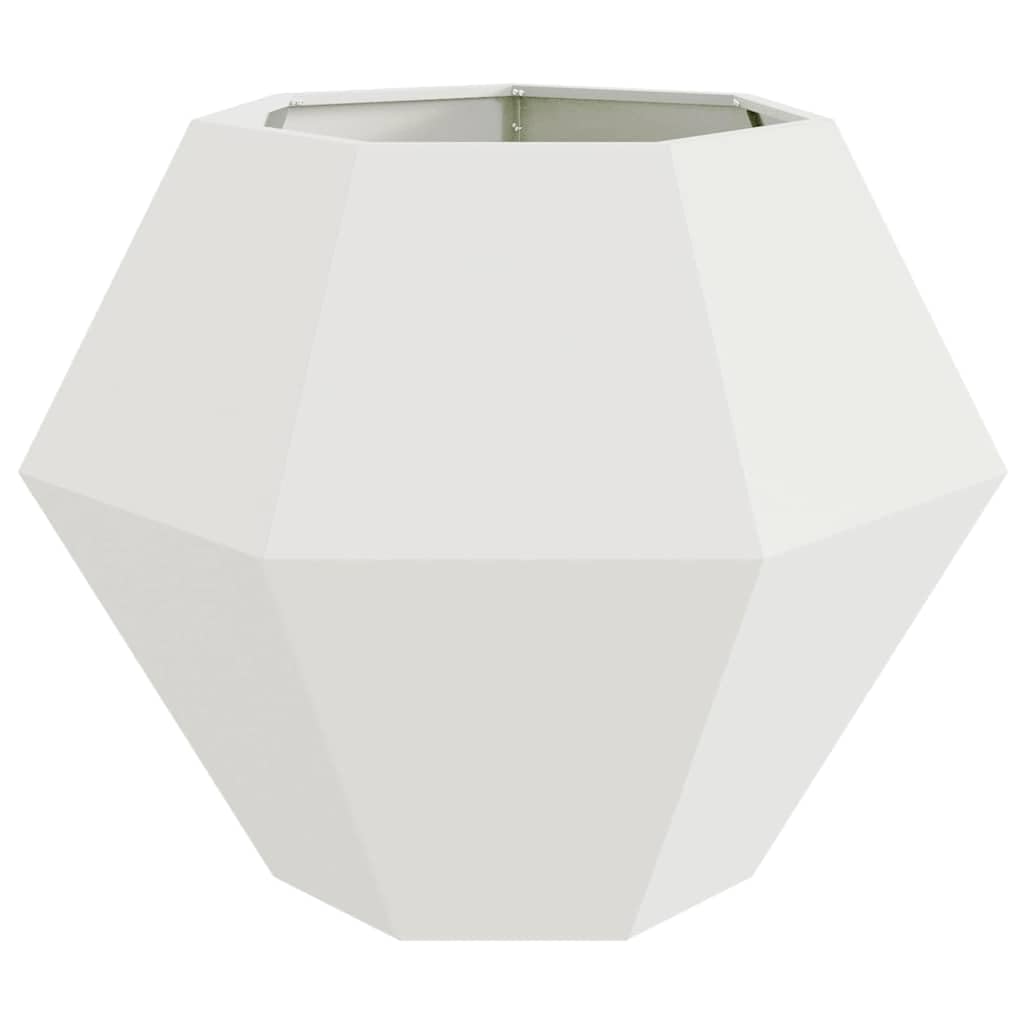 vidaXL Donica Biały 100 x 100 x 80 cm Stal, Donica zewnętrzna, wytrzymały pojemnik na rośliny, elegancka skrzynka, prostokątny zbiornik z stali
