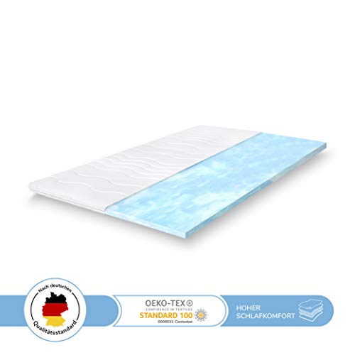 BELVANDEO ergonomischer Matratzentopper Intenso - Topper für Matratzen - 90x200 cm - 7 cm hoch - Blue Geltopper