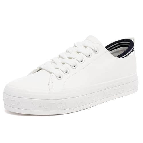 Image of Nautica Platform Sneakers for Womens Fashion Trendy Shoes White Casual Sneaker Thick Sole Everyday Walking Shoes