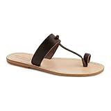 Gianluca - Handmade Men's Dark Brown Calf Leather Slippers - Thong Sandals - Size: 13 US