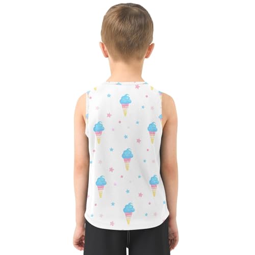 J JOYSAY Icecream Star Shape White Boys Tank Top Sleeveless Muscle Shirts Quick Dry Kids T-Shirts 3-15T3