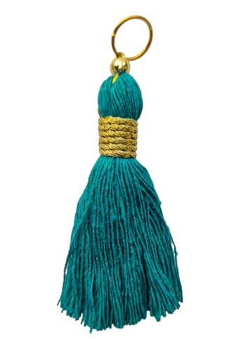 Image of Zippy Flora Micro 1.5 inch Length Cotton Handmade Tassels for Saree /Blouse /Dupatta /DIY /Decor (Pack of 12) (Aqua Blue)