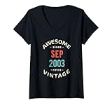 donna awesome since september 2003 - retro - vintage 2003 birthday maglietta con collo a v
