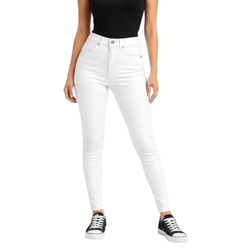 La Mejor Selección de Jeans de Dama , tabla con los diez mejores. 46 Holstone Jeans Blancos para Mujer, Pantalón de Mezclilla Ajuste Slim Stretch Tiro Alto, Moderno y Juvenil. (Blanco 13)