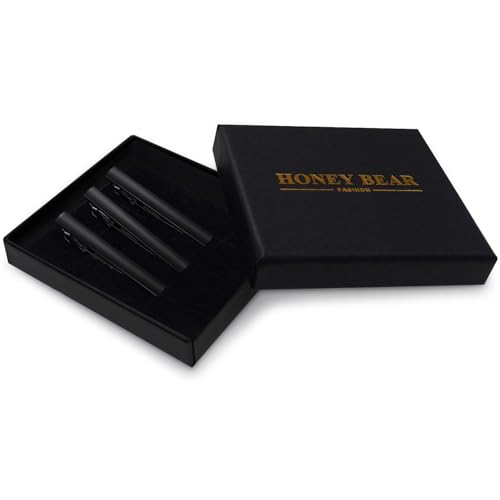 HONEY BEAR 3pcs Mens Tie Clip Set Tie Bar Normal Size for Wedding Business Shirt Gift 5.4cm(2.12inch)2