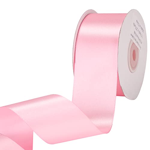 IHKFILAN Satin Ribbon in Rose Pink (38 mm x 22.86 m), Matt Shiny Gift Elegant Ribbon for Decorating Crafts