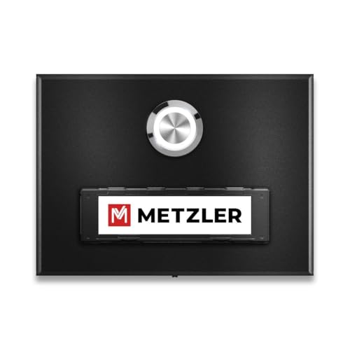 Metzler® sonnette extérieure avec plaque nominative interchangeable et LED au choix noir intense RAL 9005 – inox IP67 montage en saillie installation facile – 10 ans pièces détachées