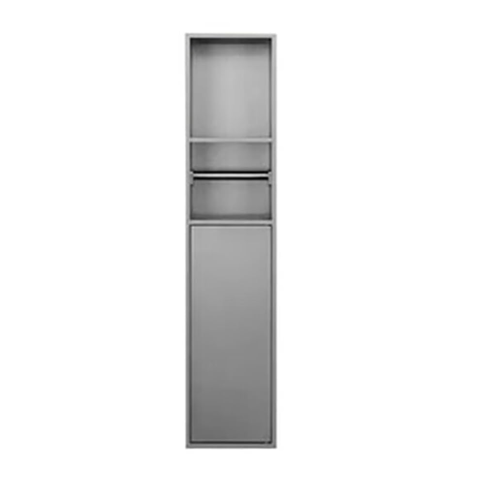 Nicho de baño de Acero Inoxidable, Soporte para Papel higiénico, nicho de Ducha, Soporte de Almacenamiento de Cepillo de baño Empotrado para el baño del hogar (Negro, 18 x 80 x 12,5 cm)