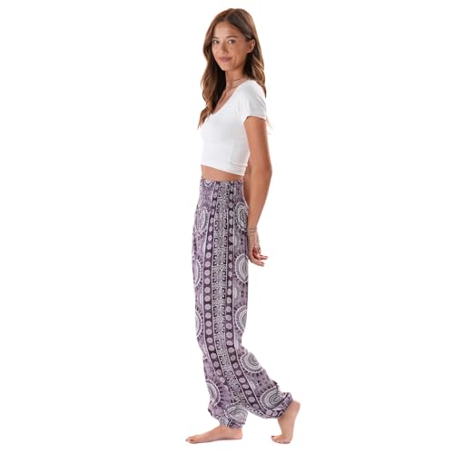 Image of Lotus and Luna Women's Harem Pants Thai Pants for Beach & Lounge High Waisted Flowy Boho Pants Genie Pants Yoga Pants