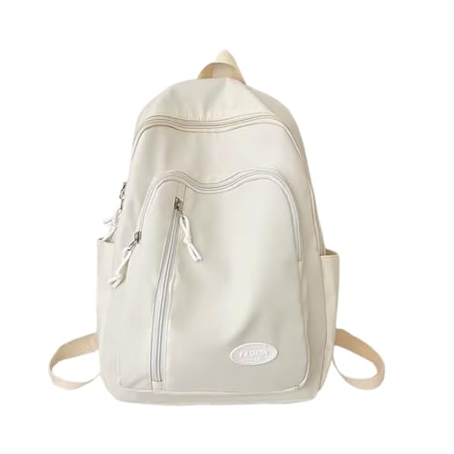 Mochila Teens Unissex Moderna com 3 Compartimentos com Zíper e Espaço Acolchoado para Notebook Grande Capacidade (Creme)