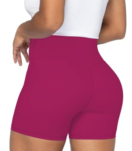 Image of Sunzel Crossover Biker Shorts for Women, No Front Seam V High Waist Yoga Workout Gym Shorts with Tummy Control