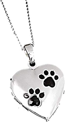 Equilibrium - Collar con medallón bañado en plata, diseño de huella de perro, en caja de regalo