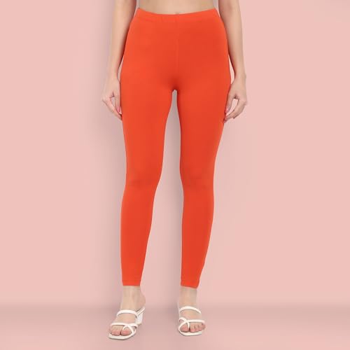 Image of ONE SKY Women Full Length Leggings | Cotton Modal Spandex Blend | High Waist Stretchable & Bio-Washed Fabric | Colour-Lock Technology | Comfortable Leggings for Women