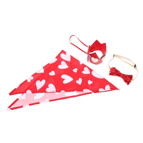 Hohopeti 1 セット ペット三角タオル 犬の誕生日のおもちゃ 猫の蝶ネクタイ わんわん ひも 子犬ネクタイ ペットのバレンタイン飾り 装飾用パーティーペット帽子 犬の装飾 ポリエステル 赤