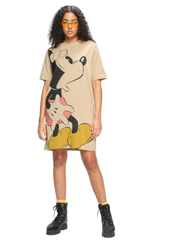 Image of Bewakoof Official Disney Merchandise Women's Graphic Printed Oversized Above Knee Fit Half Sleeve Round Neck Cotton T-Shirt Dress