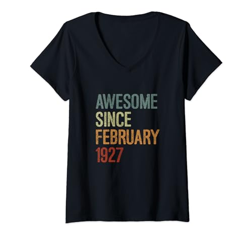 Impresionante desde febrero de 1927, regalo de cumpleaños divertido retro Camiseta Cuello V
