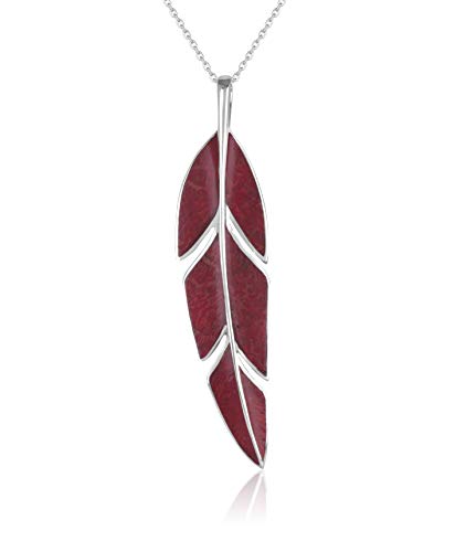 Collier femme corail rouge pendentif argent 925 bijou tropical Magnolia