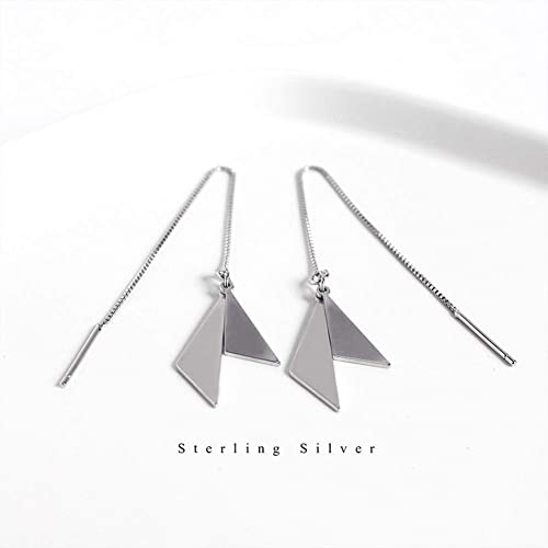 Pendientes de plata 925 con flecos de diamantes largos y elegantes para mujer 2