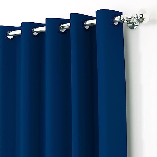Story@Home Blackout Door Curtains 7 Feet Long Set of 1 | Plain Printed | 95% Room Darkening Curtain | Thermal Insulated | Curtains for Living Room | (116 x 215 cm, Navy Blue) | Perfect for Home Decor