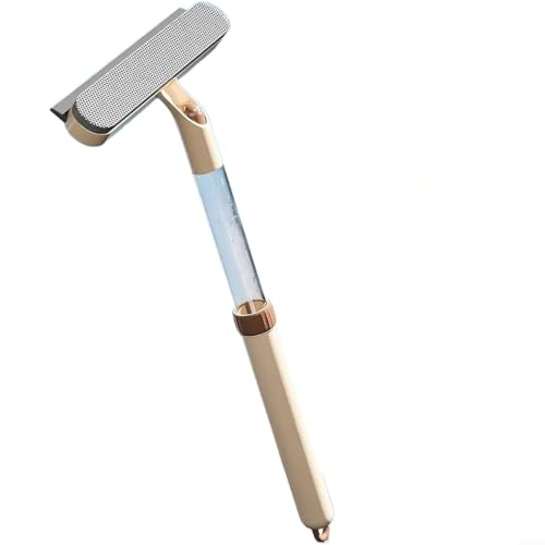 Glewi Escobilla limpiacristales extensible de 37 a 54 cm con spray integrado para vidrio sin rayas y para limpiar azulejos (color caqui)