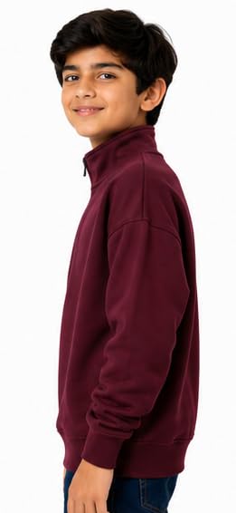 Image of T2F Boys Cotton High Neck Oversized Fit DropShoulder Sweatshirt