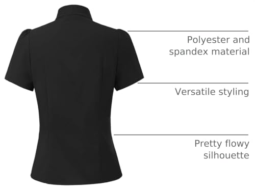 Image of Belle Poque Summer Short Sleeve Office Button Down Blouse Stripe Shirt Tops with Bow Tie BP573