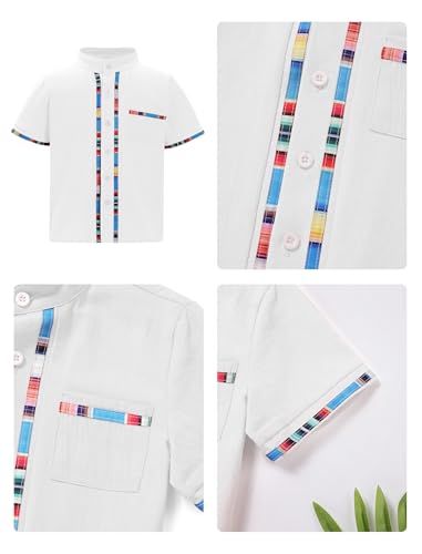 IDOPIP Mexican Shirts for Boys Guayabera Traditional Embroidered Mexico Shirts Kids Short Sleeve Button Down T-Shirts Tops3